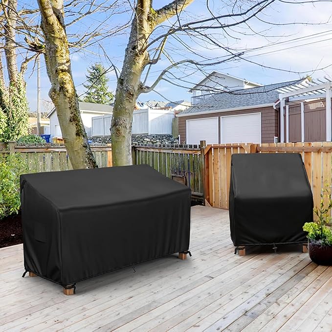 MR.COVER 3-Seater Outdoor Couch Cover Waterproof, Patio Furniture Cover for Sofa, Heavy Duty Outdoor Sofa Covers, Polyester & Double-Stitched Seams, Fits up to 90" W x 37" D x 35" H, Classic Black