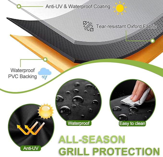 Grill Cover, 30 inch Small BBQ Grill Cover for Outdoor Grill, 420D Waterproof Fabric, UV & Fade Resistant, All-Weather Barbecue Gas Grill Cover with Handles, Straps & Adjustable Drawstring