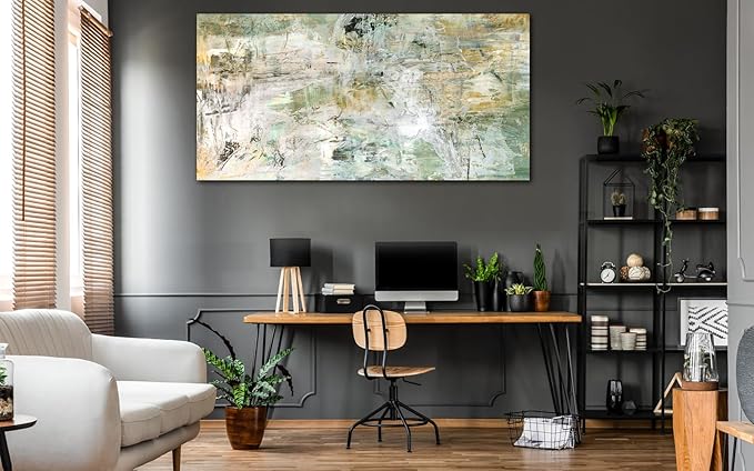 NINEASO Brown Green Abstract Wall Art - Unearthed World Abstract Canvas Pictures for Wall Decor Modern Abstract Canvas Painting Artwork for Living Room Bedroom Home Office Wall Decorations 30" x 60"