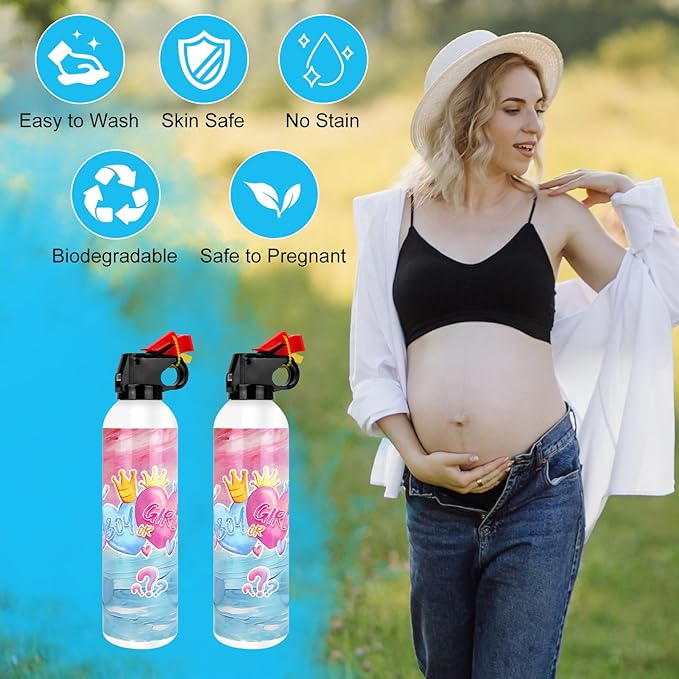 Gender Reveal Fire Extinguisher, 2 Pack Gender Reveal Ideas Gender Reveal Party Decorations Baby Girl Boy Reveal Party Ideas Gender Reveal Decor (Blue, Large)