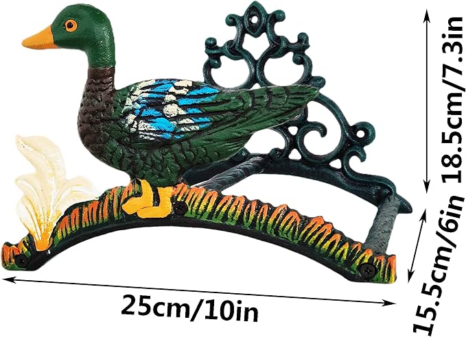 Garden Hose Holder Cast Iron Heavy Duty Water Hose Hanger, Outside Wall Mount, Solid Metal Decorative Rack/Organizer/Stand, Easy to Install, Hold Up to 50/75/100 ft (Hose holder - Duck)
