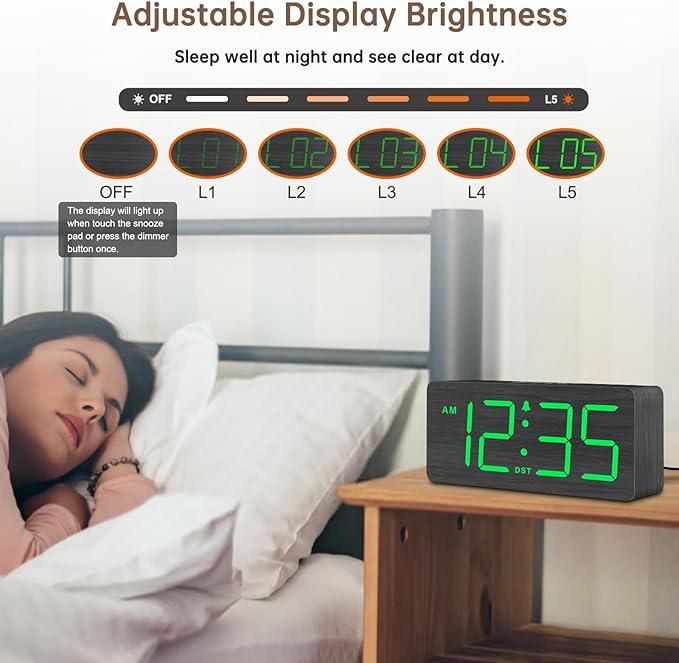 DreamSky Wooden Digital Alarm Clock