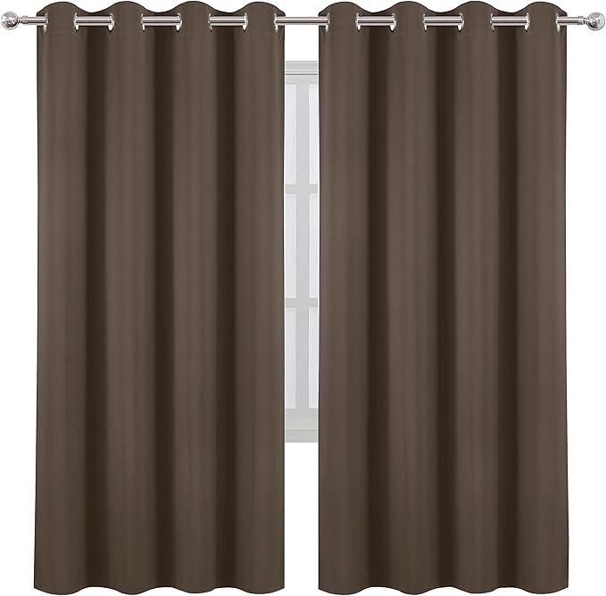 LEMOMO Chocolate Brown Thermal Blackout Curtains/52 x 72 Inch/Set of 2 Panels