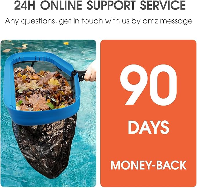 20'' Self-Repair Pool Skimmer Net Pool Cleaning Net with Heavy Duty Nylon Mesh, Aluminum Frame, Deep Debris Bag, for Above Ground Pool In-ground Pool Leaf Rake Net (Without Pole)