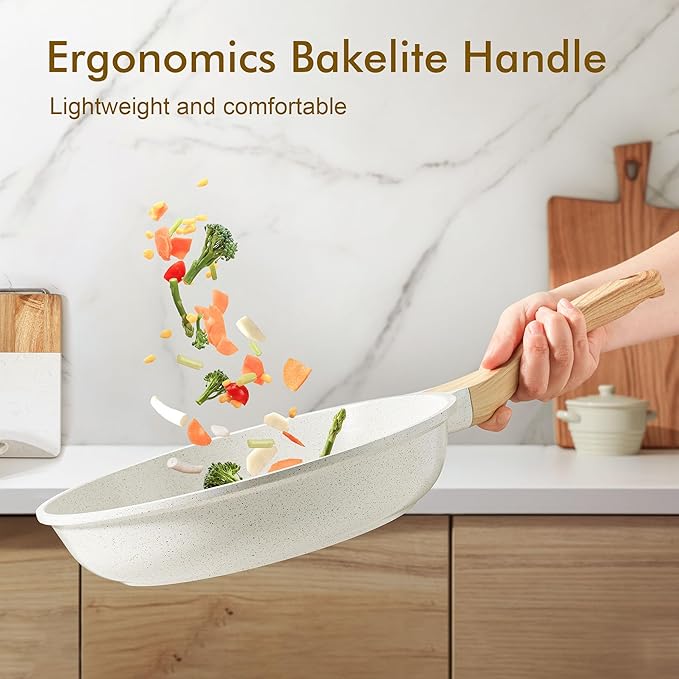 SENSARTE Nonstick Ceramic Frying Pan Skillet, 11 Inch Omelet Pan, Healthy Non Toxic Induction Compatible Egg Pan with Heat Resistant Handle, PTFE and PFAS-Free