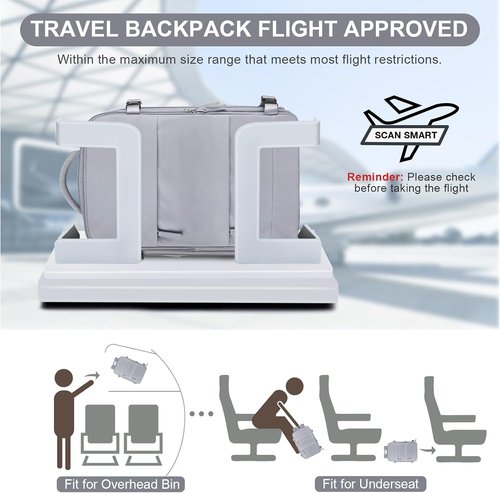 Coofay Travel Backpack - Flight Approved Carry-On for Men & Women | Grey with Shoe Compartment