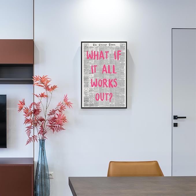 Liyark Retro Trendy Newspaper Canvas Wall Art 'What If All Works Out' Poster