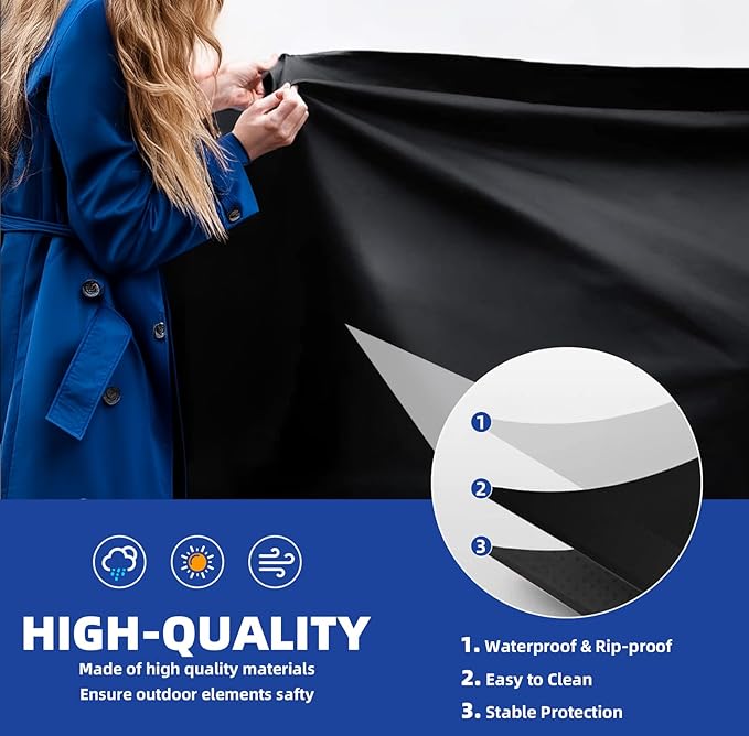 Perfect Grill Cover for Outdoor Grills Waterproof Rip-Proof Weather Resistant for Reliable Protection Griddle Cover Easy to Clean Adjustable Hem Drawstring Fade Resistant (Black, 48)