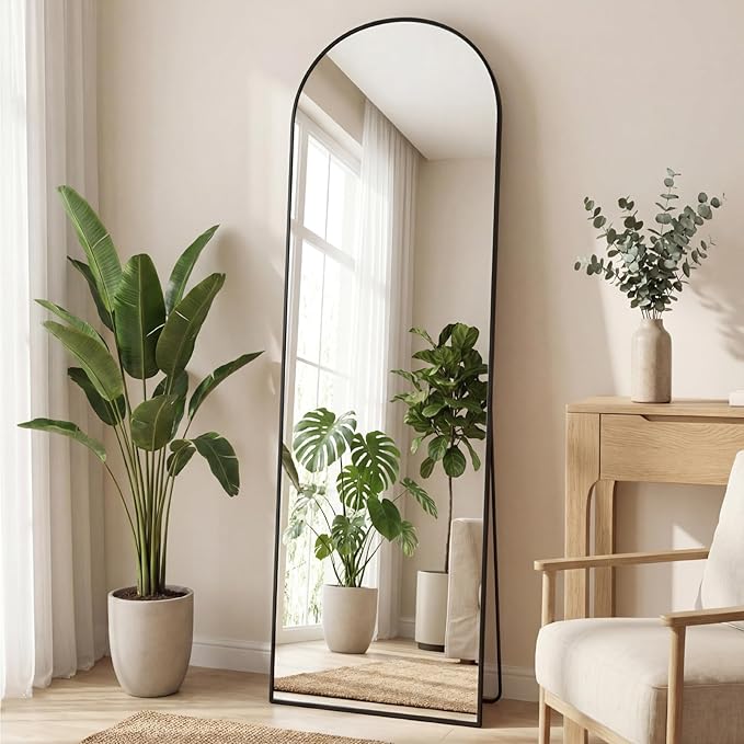 Sweetcrispy 58"x19" Arched Full Length Mirror, Leaning or Standing Full Body