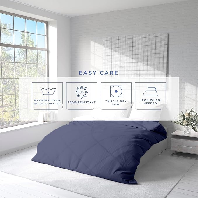 Kotton Culture 3 Pc King Size Duvet Cover Set- 100% Egyptian Cotton Sateen 600 Thread Count Ultra Soft Premium Durable Comforter Cover Zipper Closure & Corner Ties (Mediterranean Blue, King 102"x94")