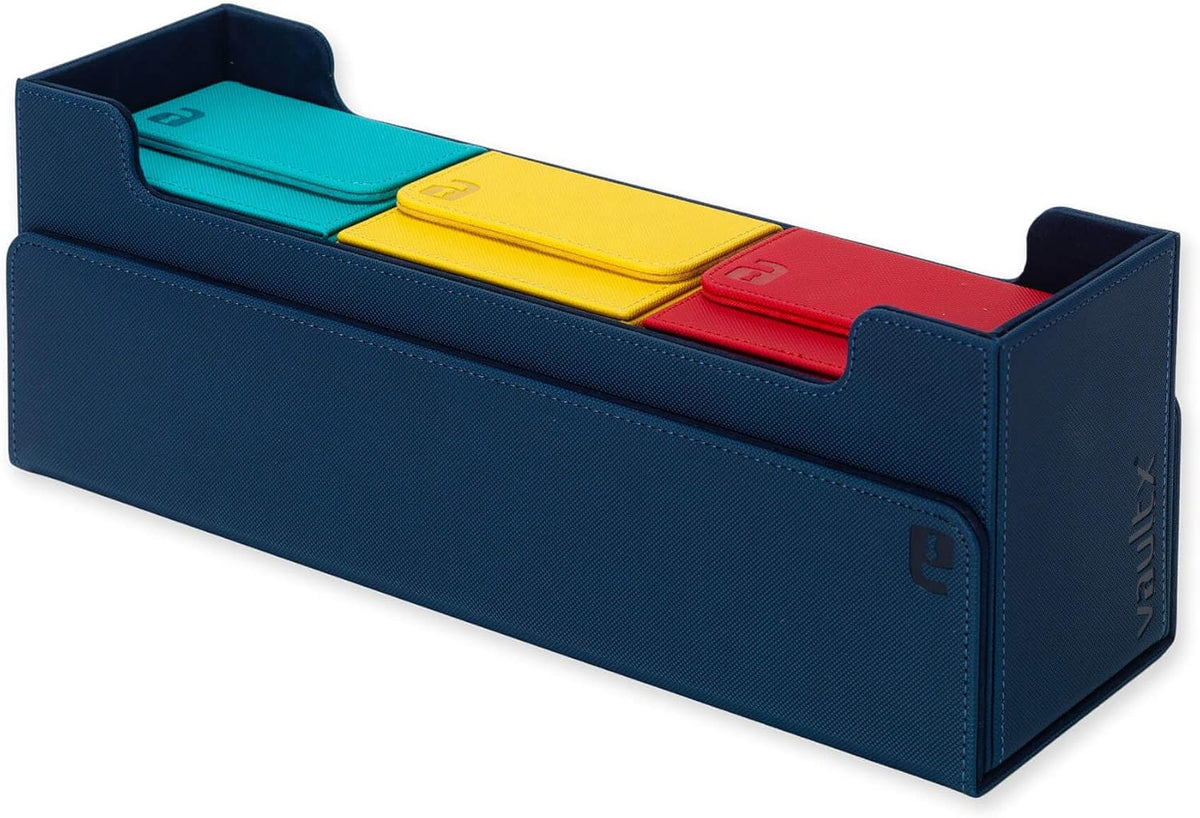 Vault X Trading Card Storage Box - Premium Exo-Tec Material, Detachable Magnetic Lid, Blue | Organize Decks & Sleeved Cards