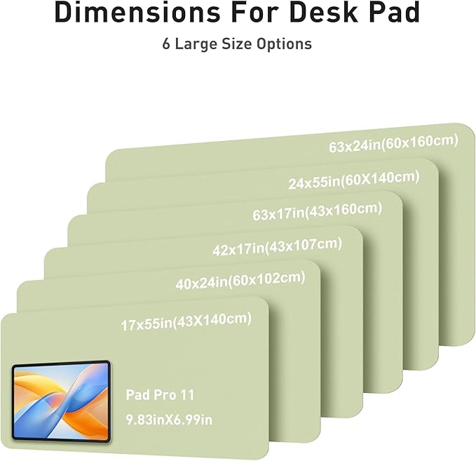 Aothia Faux Leather Desk Mat - Large Mouse Pad, Non-Slip PU Leather Blotter, Waterproof Writing Surface for Office and Home (Grass Green, 40" x 24")