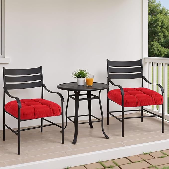 MTMR Waterproof Outdoor Chair Cushions Set of 2, 19X19 Patio Wicker Chair Cushions, Tufted Outdoor Cushions for Patio Furniture, Thick Outdoor Patio Replacement Seat Pads for Porch Lawn Chairs Red
