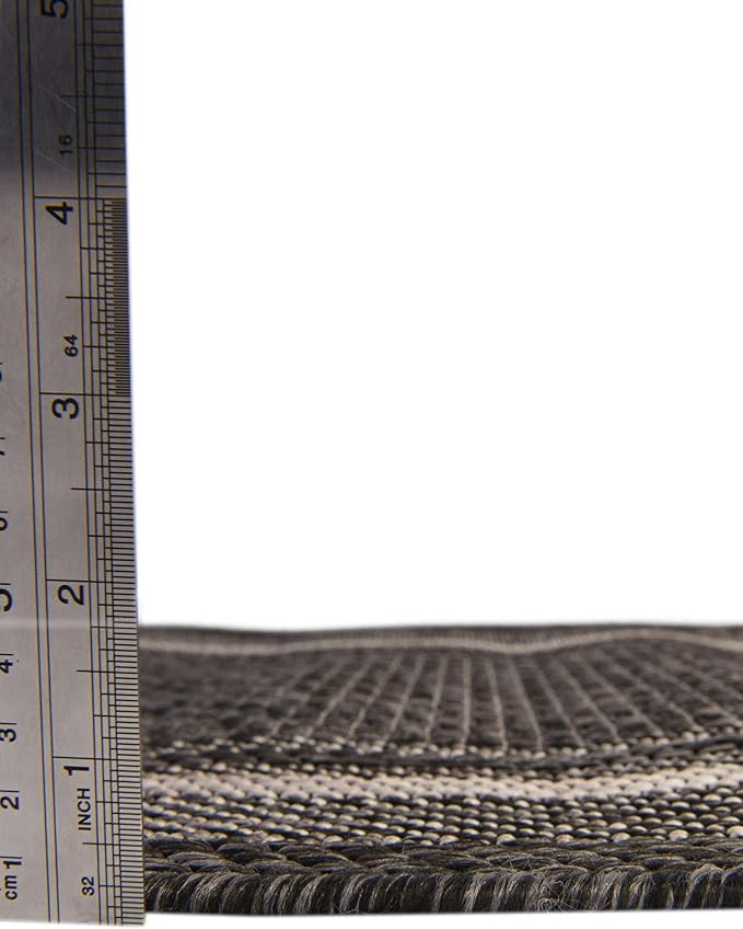 Unique Loom Outdoor Border Collection Area Rug - Soft Border (2' x 3' 1" Rectangle, Black/ Ivory)
