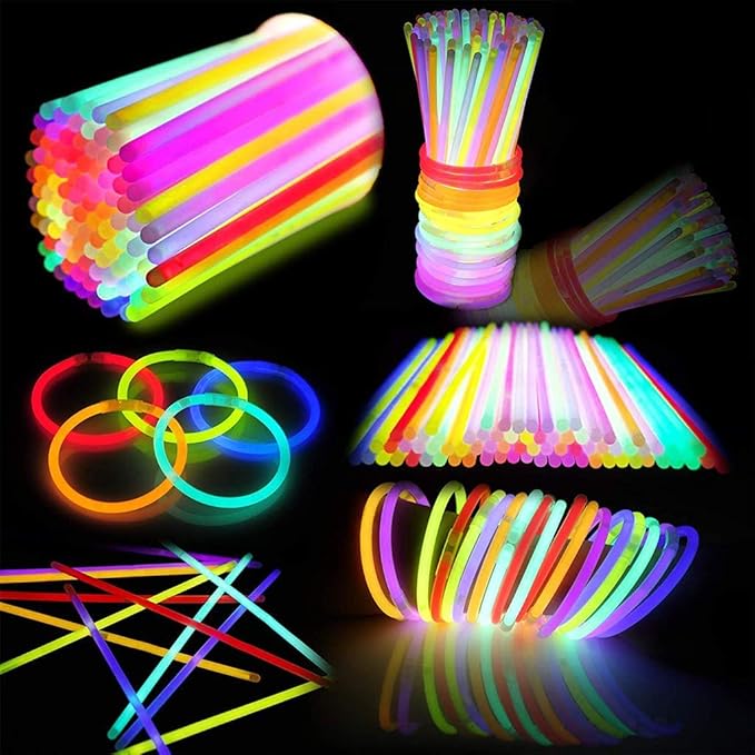 JOYIN 144 Pcs 8" Glow sticks Bulk Party Favors Pack, Neon Glow in the Dark Party Supplies, Light Up Necklaces and Bracelets with Connectors, Christmas, Halloween, Football, Birthday Decorations