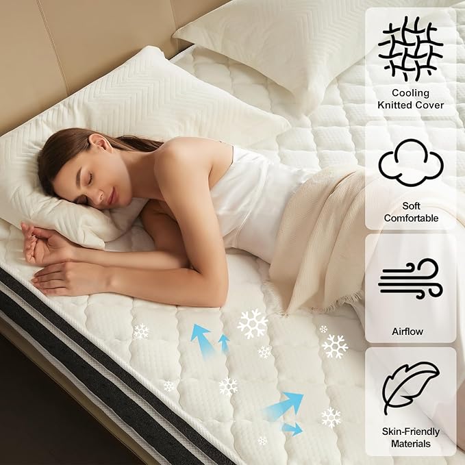 Queen Mattress 14 Inch Queen Size Mattresses - Memory Foam & Individually Pocket Coils Springs | Pressure Relief | Motion Isolation, Edge Support | CertiPUR-US Certified | Medium Firm