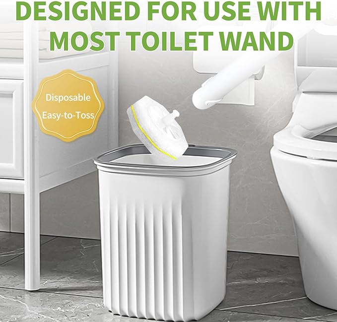60 Count Toilet Wand Refills for Clorox, Disposable Toilet Cleaner Refill Pads for Clorox ToiletWand Cleaning System, Upgrade Toilet Brush for Bathroom Cleaning,No Falling Apart,Light Scent