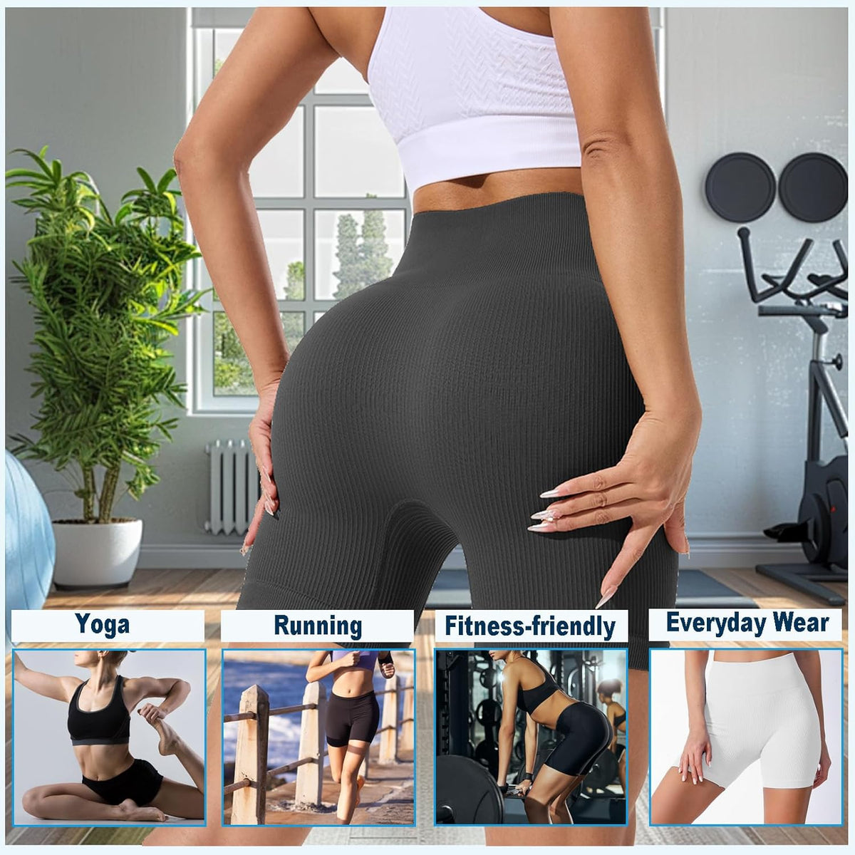Skiennix Women’s Athletic Shorts - High Waisted Butt Lifting Seamless Biker Shorts for Gym & Yoga