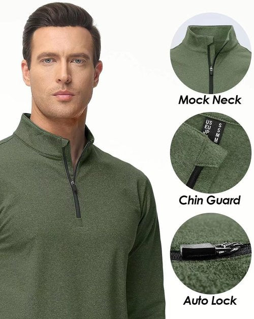 Boladeci Men's Quarter Zip Pullover - Premium Fleece Lined Heather Golf Shirt | Midweight Long Sleeve