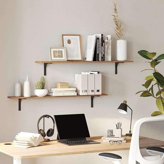 DINZI LVJ Long Wall Shelves, 39.4Inch Wall Mounted Shelves Set of 4, Extra