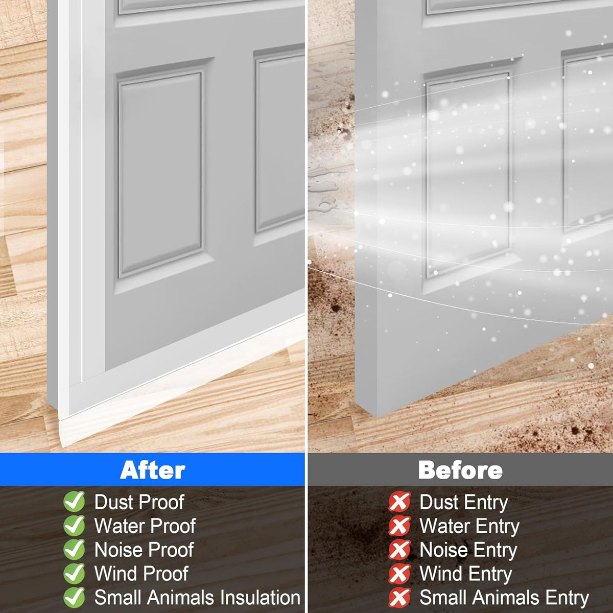 ToLanbbt Weather Stripping Silicone Door Seal Strip 1 in x 20 ft Door Draft Stopper Self Adhesive Door Draft Tape, Side & Bottom Gaps Insulation Strip for Glass Shower Door Sliding Door Window, Clear