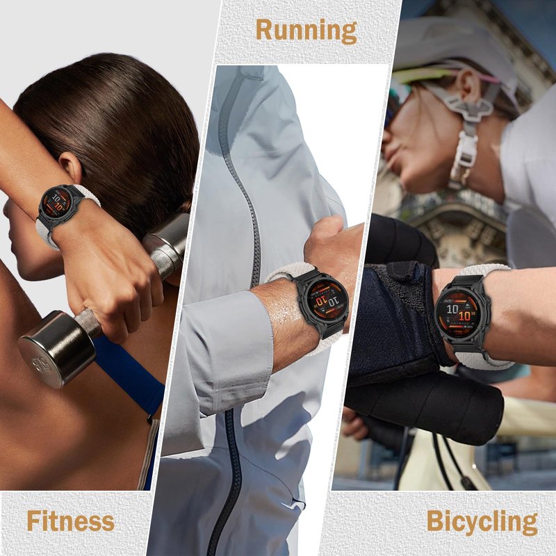 Nylon Braided Loop Watch Band for Garmin Fenix 8 Pro/Fenix 8/Fenix E 47mm/Fenix 7/7 Pro/Quatix 8 47mm/Tactix 8 47mm, Secure Parachute-Style Buckle Strap for Garmin QuickFit 22 mm, Apricot