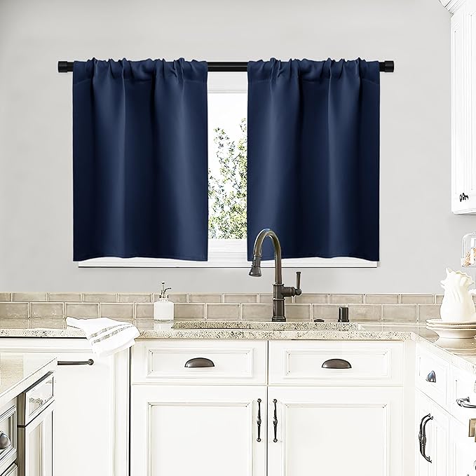 NICETOWN RV Blackout Curtains for Camper Windows, Kitchen Curtains, Short