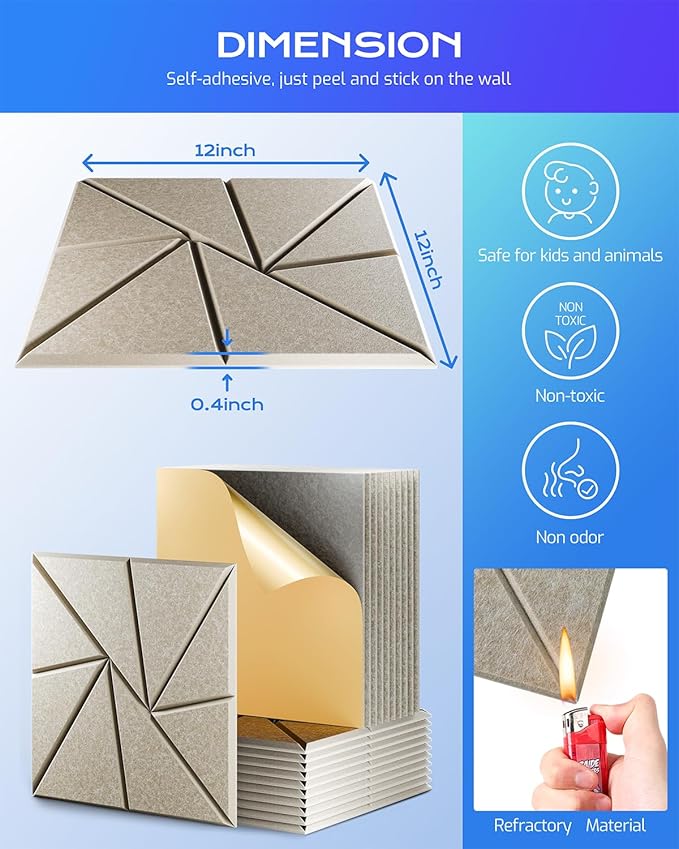 12 Pack Acoustic Panels, Sound Proof Foam Panels