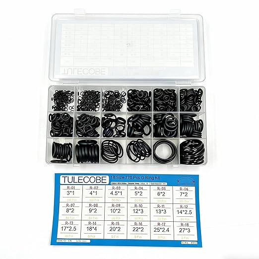 18 Size 770 Pcs Universal Metric Nitrile Rubber(NBR) O Ring Assortment Kit for Various car Auto Hydraulic Faucet Plumbing Pressure Washer Air or Gas Sealing Repair Home Repair