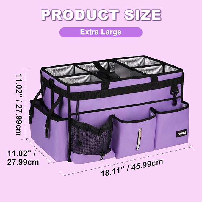 Extra-Large Cleaning Caddy Bag With Detachable Divider,Cleaning Caddy For Cleaning Supplies Cleaning Supply Caddy With Adjustable Shoulder Strap & Waist Belt For Cleaners