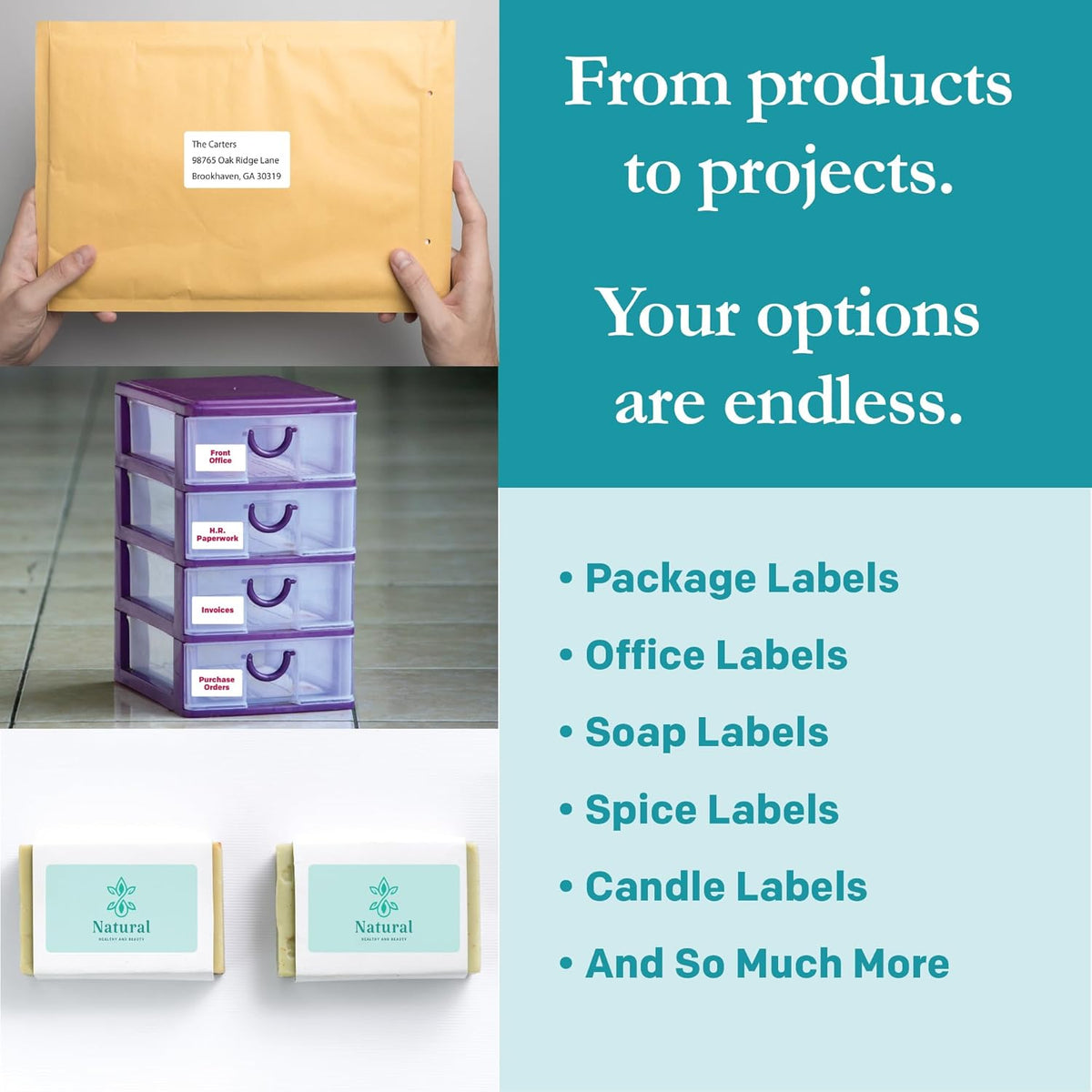 Premium Label Supply White Sticker Mailing Labels – 3.75" x 2" – Laser/Inkjet Compatible – (8 per Sheet), 25 Sheets – 200 Total Adhesive Labels