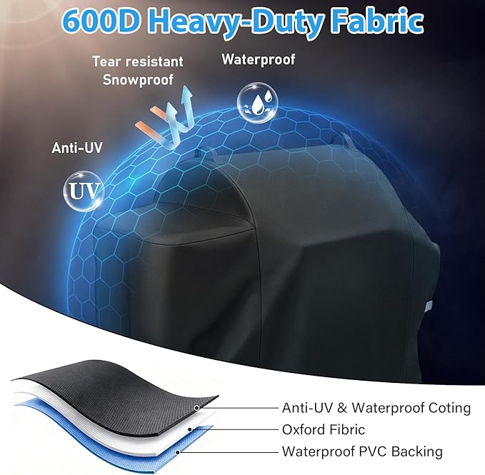 Utheer 600D Waterproof Grill Cover for Pit Boss 850 1300 1250 Series, Fits PB850FB2 PB850M PB1300M PB1250CS Wood Pellet Grills, Replaces 40454, No Folding Side Shelf, 57.9 x 27.6 x 43.3 in