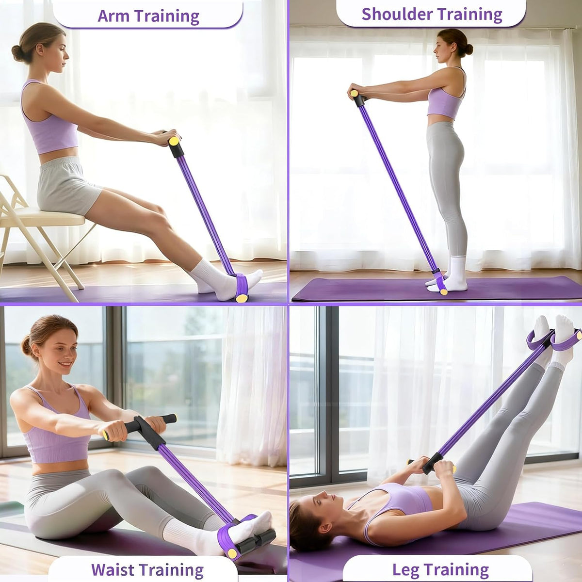 Skiennix Pedal Resistance Bands - Upgrade 6-Tube Manual Tension Training | Natural Rubber for Full-Body Workouts