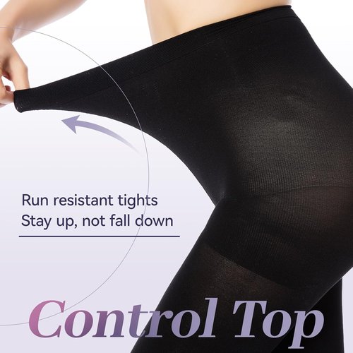 MANZI Opaque Tights - Run Resistant Control Top Panty Hose for All-Day Comfort
