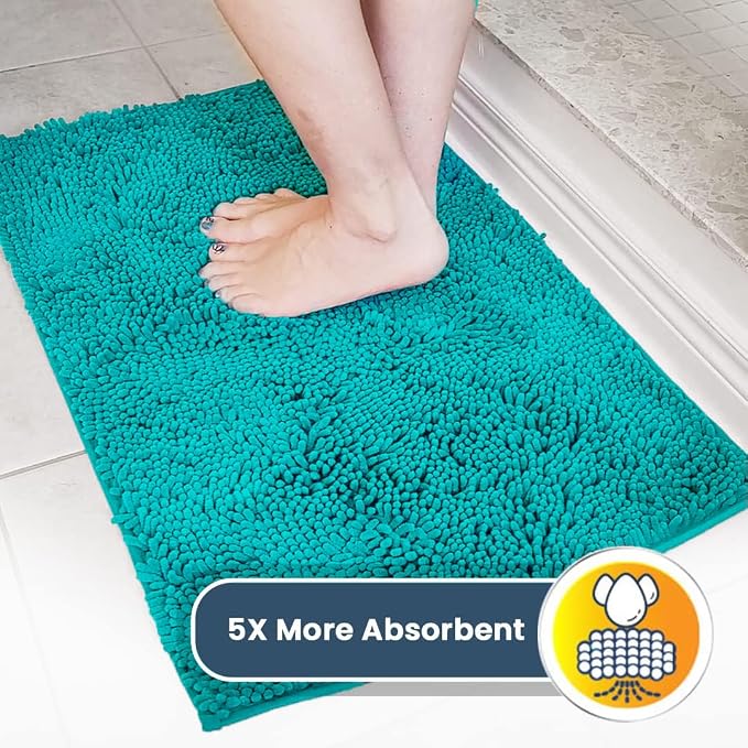 Muddy Mat® | Super Water Absorbent Door Mat Indoor, Microfiber Quick Dry Chenille Entryway Rug, Slip Resistant Front Door Mat, Indoor Mats for Entryway, Machine Washable Pet Rug, Teal 32" x 40"