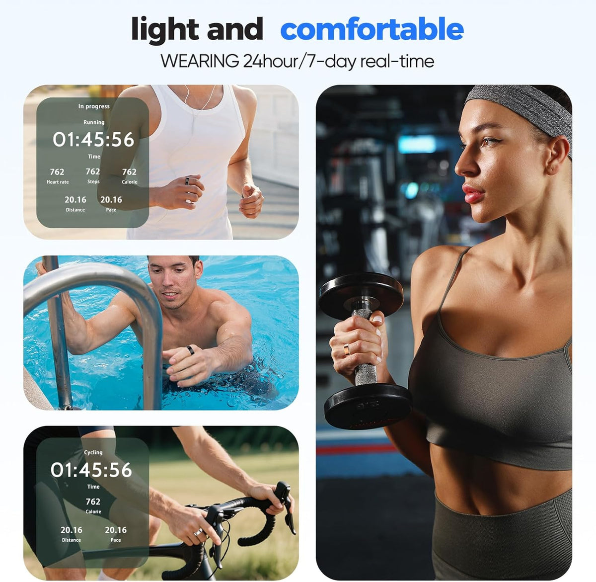 Skiennix Smart Ring Health Tracker - IP68 Water Resistant, Sleep & Exercise Monitoring | Unisex (Rose Gold, Size 11)