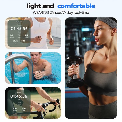 BIEMHA Smart Ring for Women & Men, Health Tracker with Sleep，Exercise Monitoring, iOS&Android Compatible, IP68 Waterproof, No Subscription, 5-Day Battery (Rose Gold, 9)