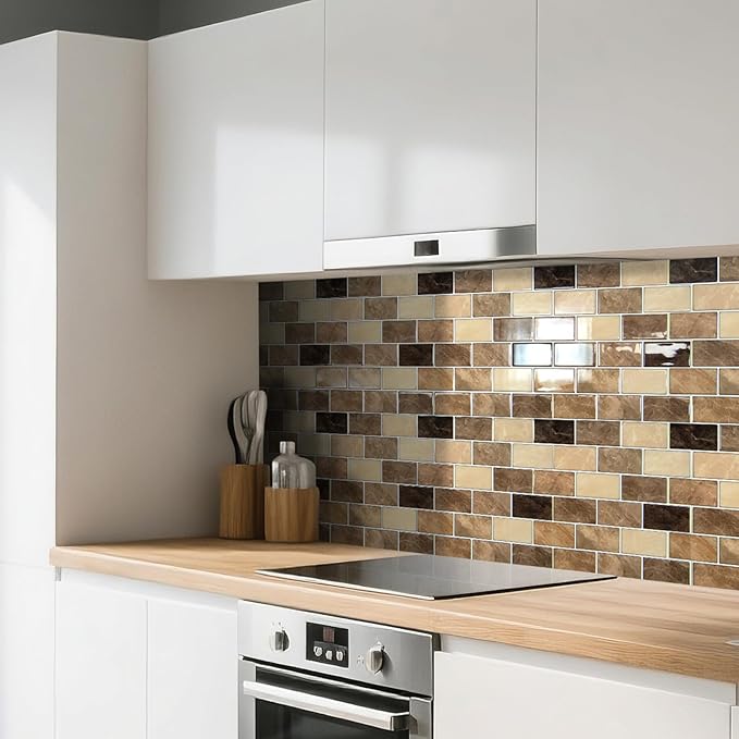 Art3d Peel and Stick Backsplash Tiles – 12"x12" Yellow Jasper Thicker Design