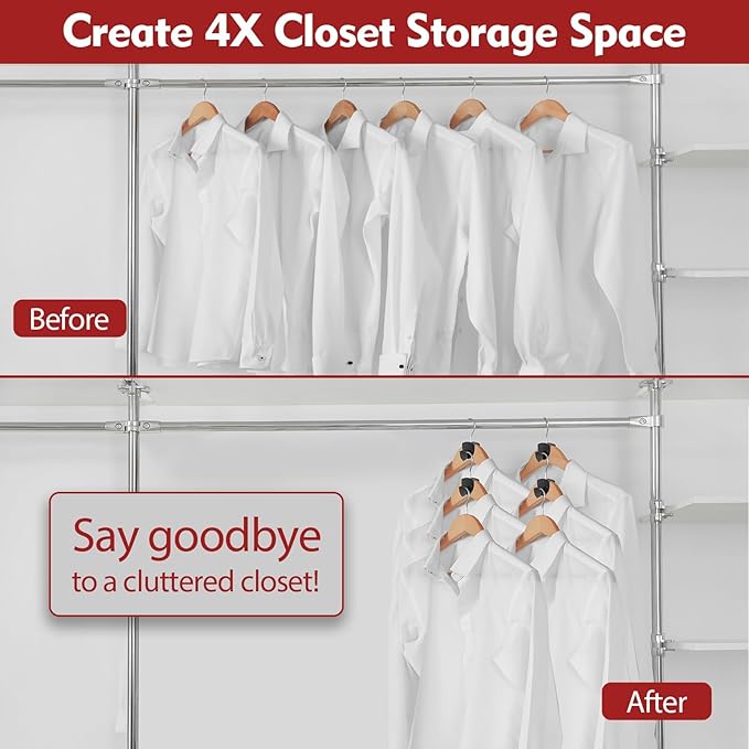 Space Saving Hanger Hooks 30Pcs, Upgrade Heavy Duty Space Saver Hangers Connector Hooks for Clothes, Premium Hanging Closet Organizer for Dorm, Ganchos para Colgar Ropa, Black