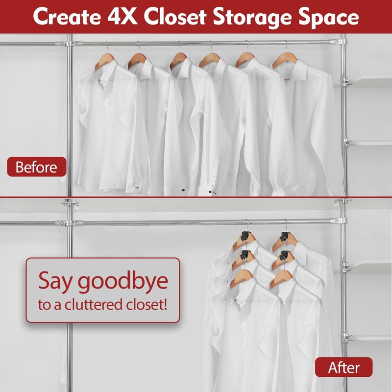 Latoxcaa Space Saving Hanger Hooks 30Pcs, Upgrade Heavy Duty Space Saver Hangers Connector Hooks for Clothes, Premium Hanging Closet Organizer for Dorm, Ganchos para Colgar Ropa, Black