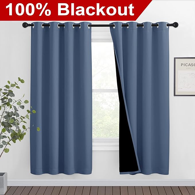 NICETOWN Full Shade Curtain Panels 72 inches Long, Pair of Energy Smart & Noise