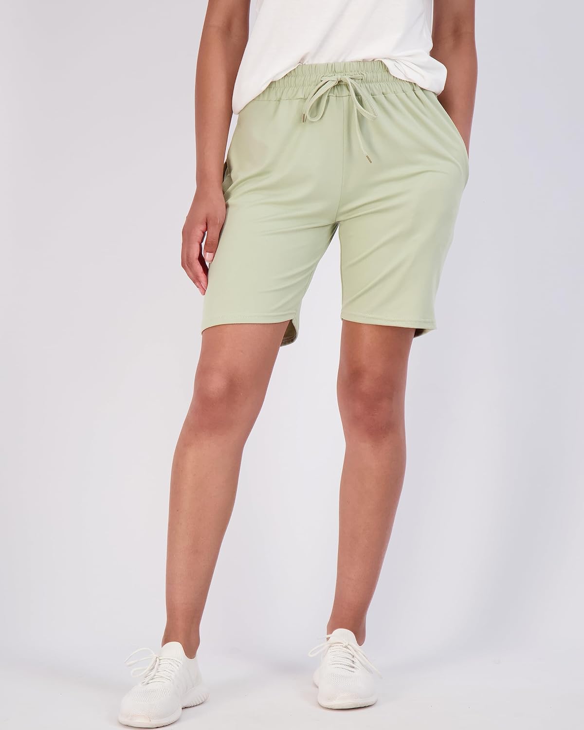 Real Essentials Women's Bermuda Shorts - 7" Super-Soft Casual Yoga Shorts with Pockets | Plus Sizes Available