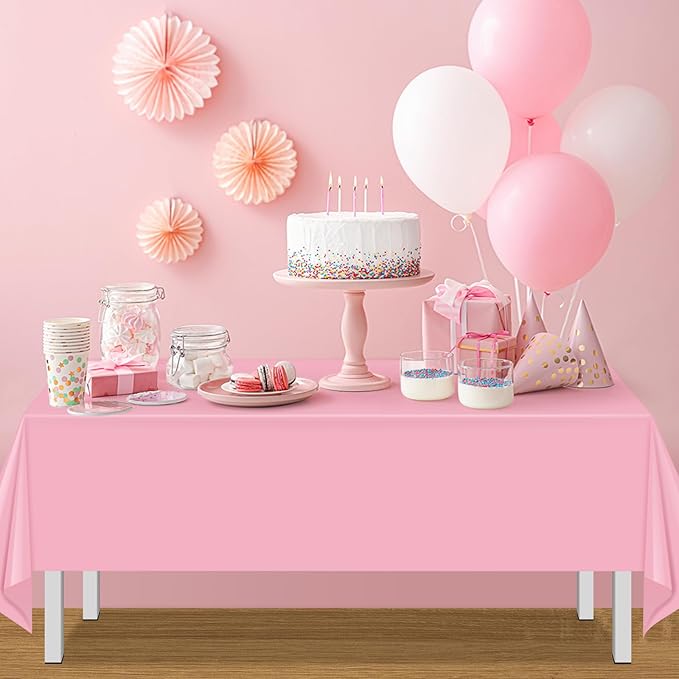 MASHAN 24Pcs Pastel Tablecloths,Plastic Mix Color Tablecloth Disposable Rectangle Table Covers for Baby Shower, Wedding,Girls Birthday Party and Ice Cream Party Decoration,6Color, 54 x 108 Inch
