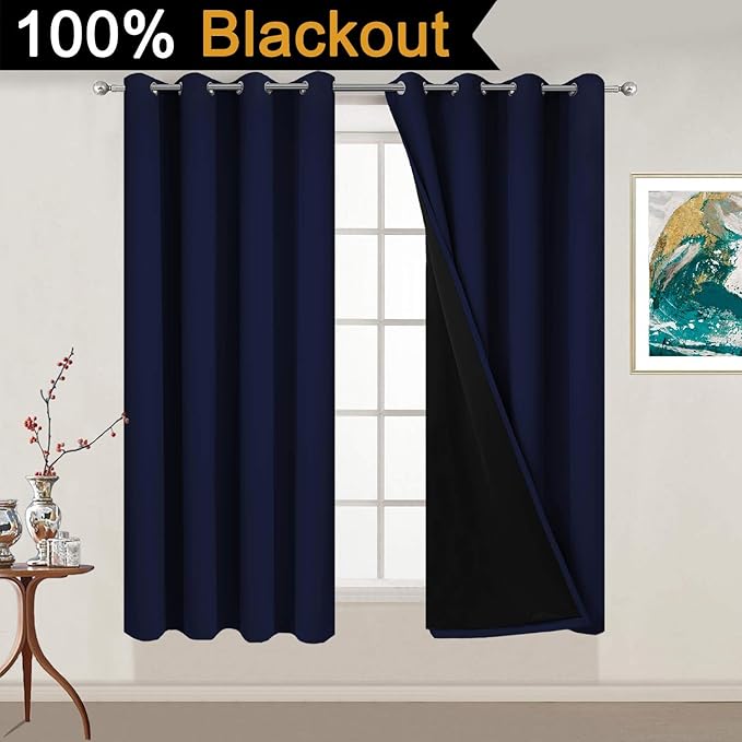 Yakamok Total Blackout Curtains 54 Inches Long, 100% Blackout Drapes