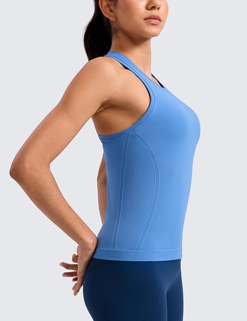 CRZ YOGA Seamless Workout Tank Top for Women - Breathable Athletic Sleeveless Gym Shirt | Crewneck Racerback