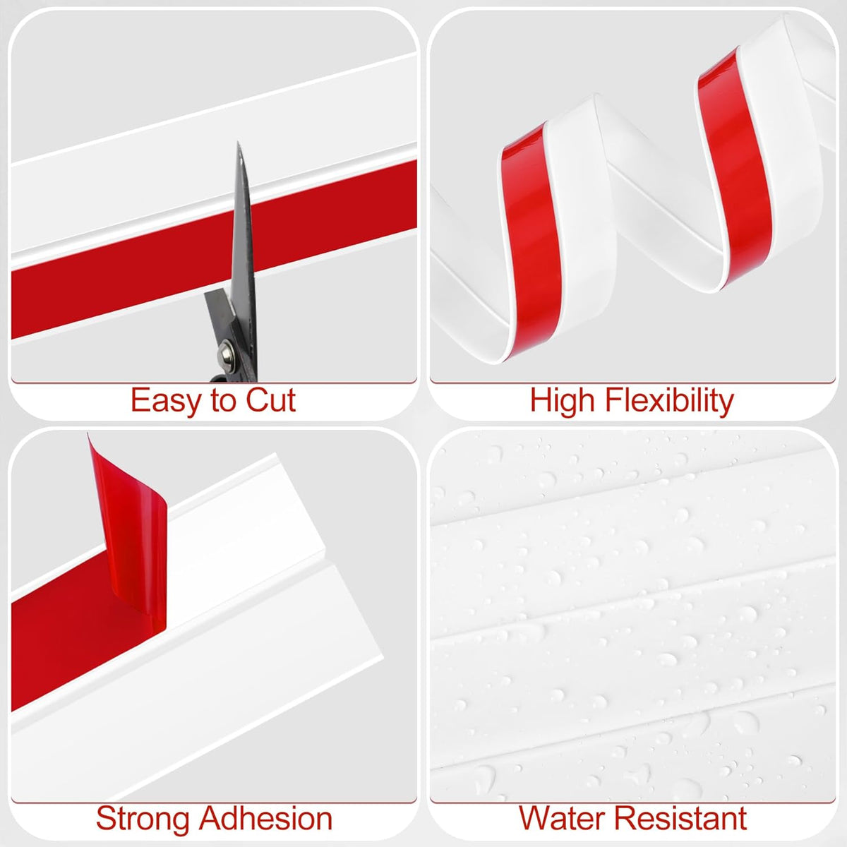 MYFAMIREA Door Weather Stripping 3IN (W) x 20FT (L) Door Draft Stopper Seal Tape Silicone Seal Strip Self Adhesive Shower Sweep Insulation Tape Side Bottom Strip for Sliding Glass Window Gap, White