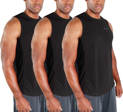 DEVOPS Men's Muscle Tank Tops - 3 Pack Dry Fit Sleeveless Shirts for Gym, Workout & Running