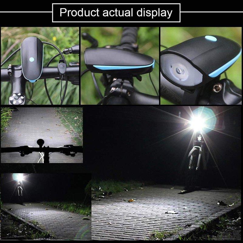 Rechargeable Bike Light With Horn Set, Bicycle Front Light With Bell for Electric Scooter Kids, 2 Modes Sound Siren, 3 Lighting Modes