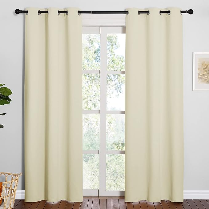 NICETOWN Long Curtains for Windows, Eyelet Top Room Darkening Panels/Drapes for