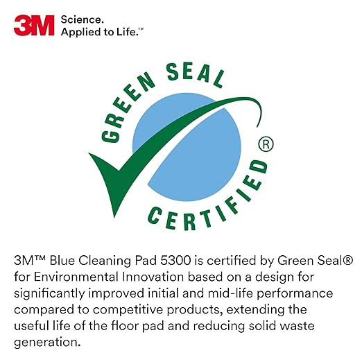 3M Blue Cleaner Floor Pad 5300, 11", 5/Case, Heavy Duty Scrubbing Pad for Hard Surface Floors